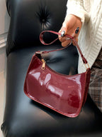 Fashion Women Handbag PU Leather Solid Color Casual Shoulder Bag With Texture shein