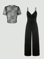 Unity Lace See-Through Camisole & Jumpsuit Set For Women shein