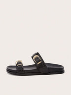 Metal Buckle Flat Sandals shein