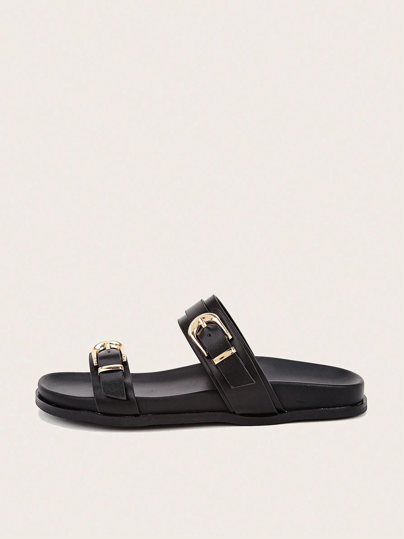 Metal Buckle Flat Sandals shein