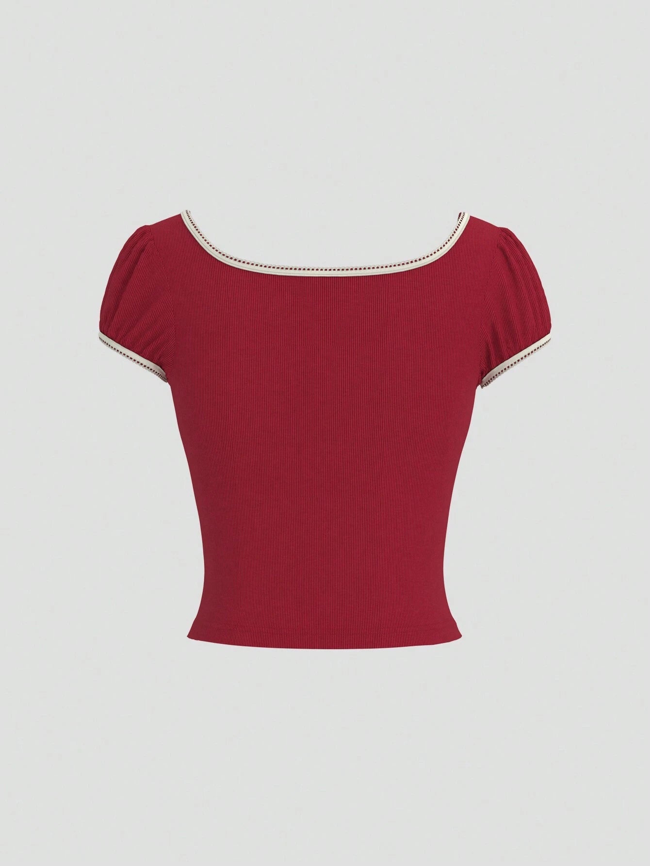 MOD Tomato Girl Summer Bow Puff Sleeve Women's Slim Fit T-Shirt