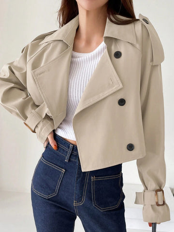 DAZY Epaulettes Design Raglan Sleeve Trench Coat shein