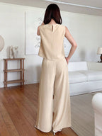 DAZY Women's Monochrome Sleeveless Top And Wide Leg Pants Set shein