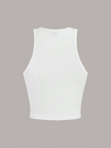 EZwear Women's Cherry Pattern Casual Simple Slim Fit Crop Tank Top