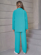 Relaxiva Flap Detail Drop Shoulder Shirt & Pants shein