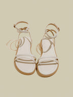 Women's Black Flat Sandals With Crossed Straps & Tie-Up Laces shein