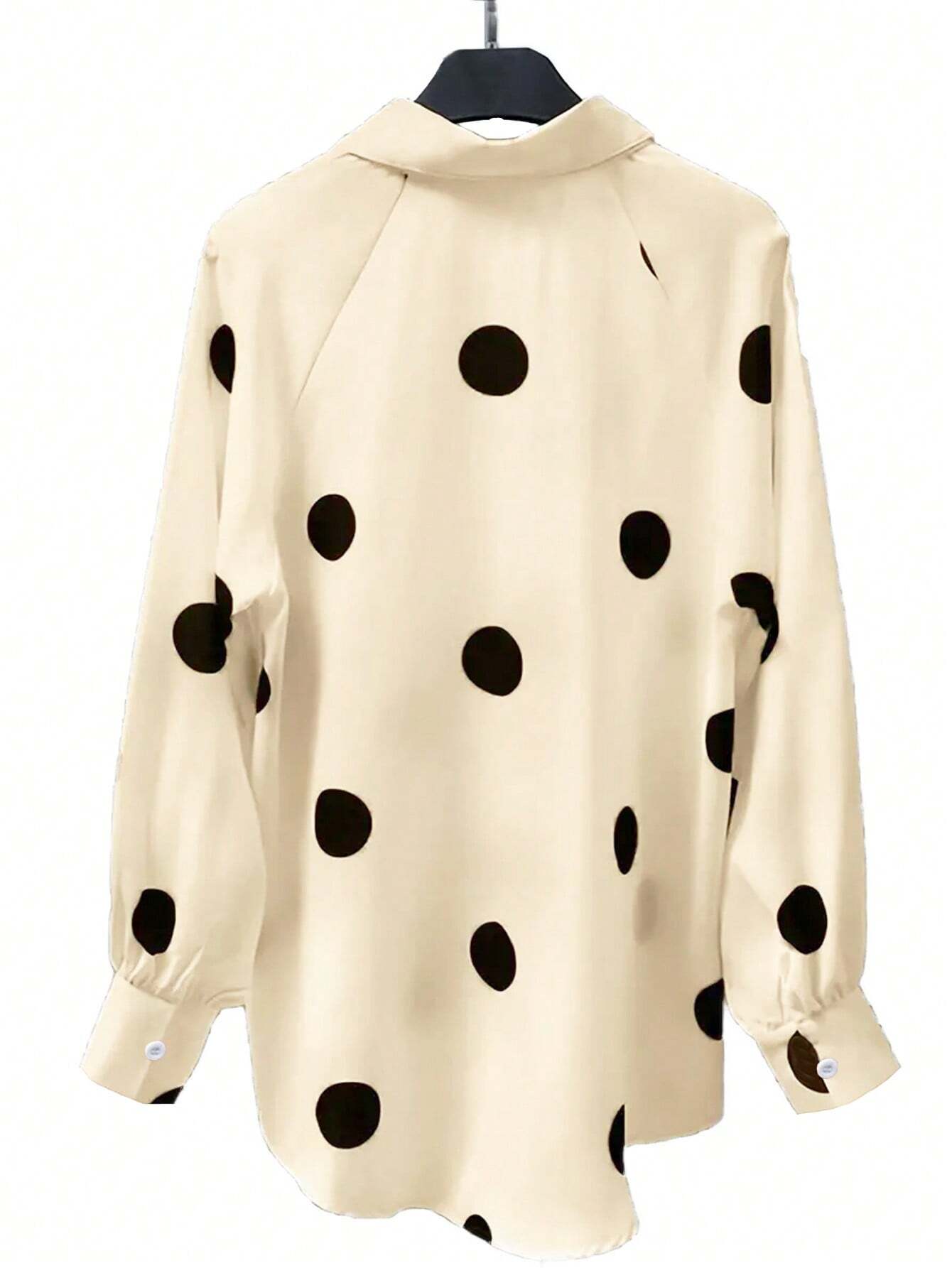 Essnce Polka Dot Print Long Sleeve Shirt shein