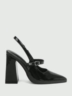 BIZCHIC Woman Shoes Chunky Heel Pointed Toe Ankle Strap Shoes shein