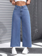EZwear Women's Casual Daily Wear Wide Leg Denim Pants shein