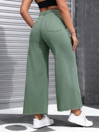 EZwear Women's Casual Daily Wear Wide Leg Denim Pants shein
