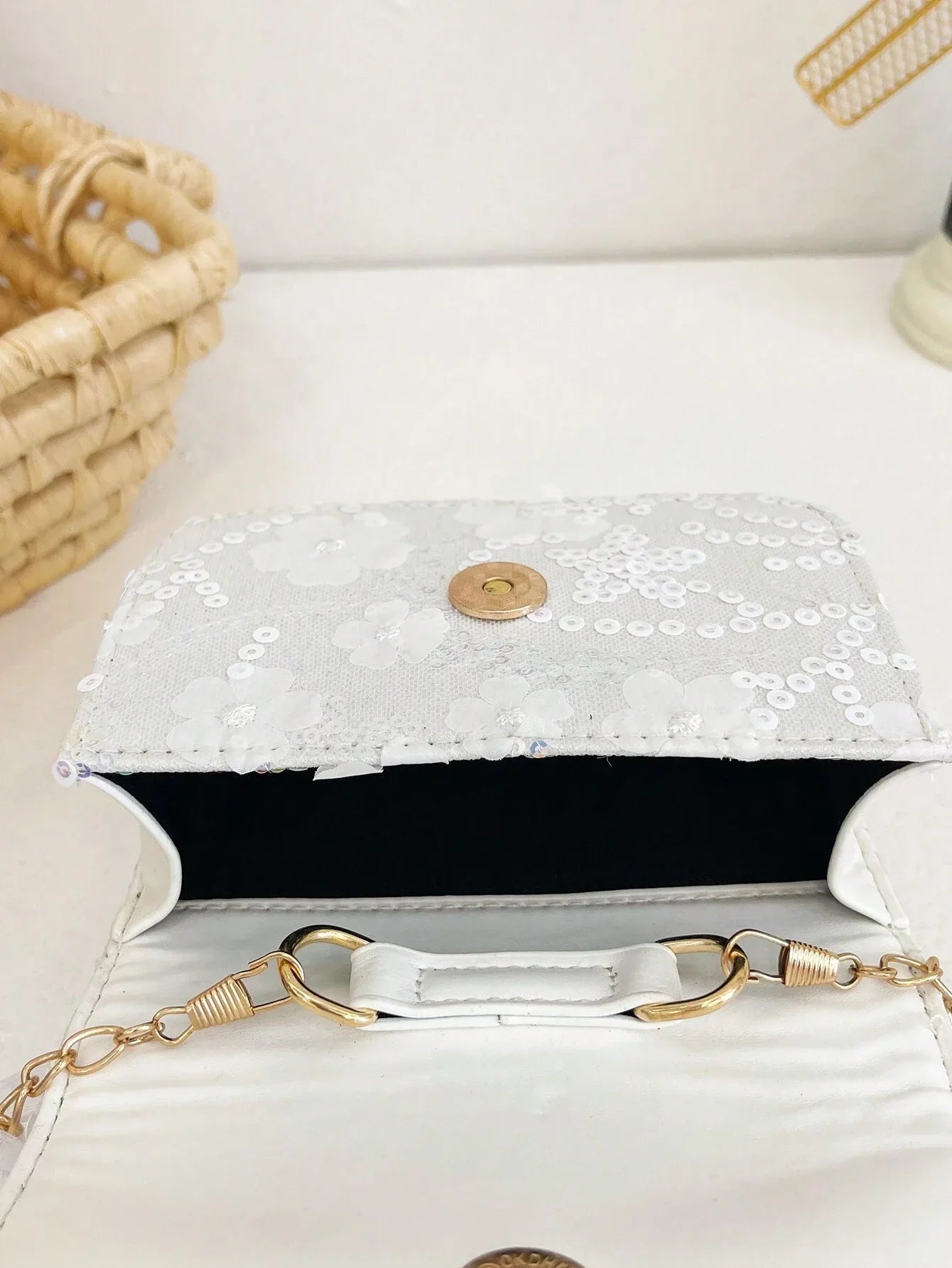 Mini Glitter Decorated Fashion Faux Pearl Satchel For Evening Party shein