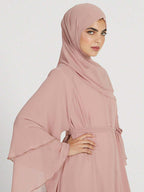 1pc Double Layer Chiffon Solid Color Casual Loose Plus Size Women's Long Robe Cardigan shein