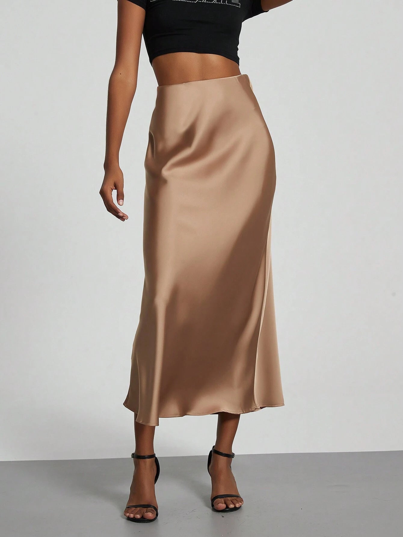 Women's Fashion Casual Stretch Silk Satin Texture Satin Skirt
