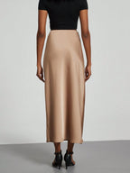 Women's Fashion Casual Stretch Silk Satin Texture Satin Skirt shein