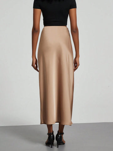 Women's Fashion Casual Stretch Silk Satin Texture Satin Skirt