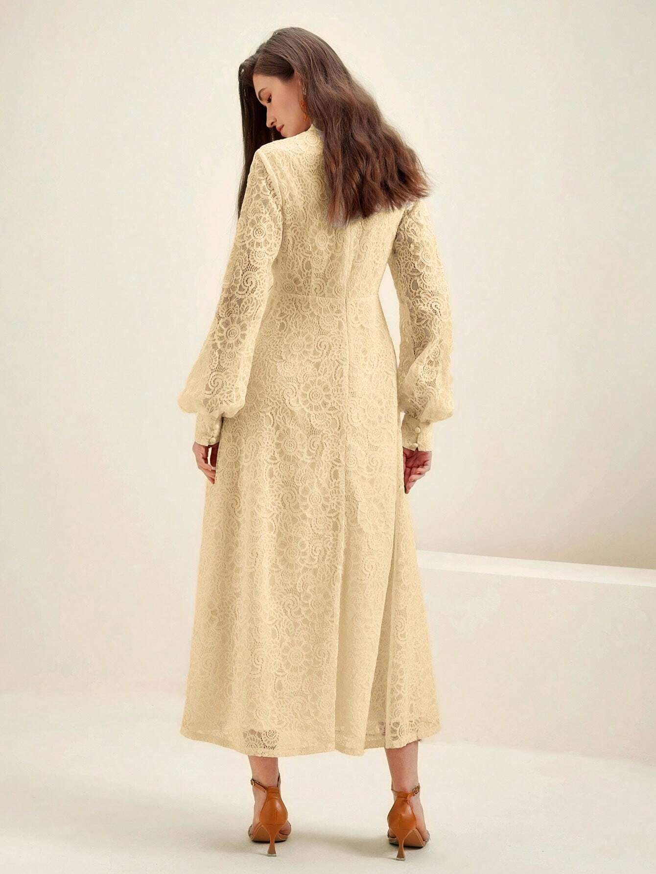 Anewsta Women's Long Sleeve Lace Dress shein