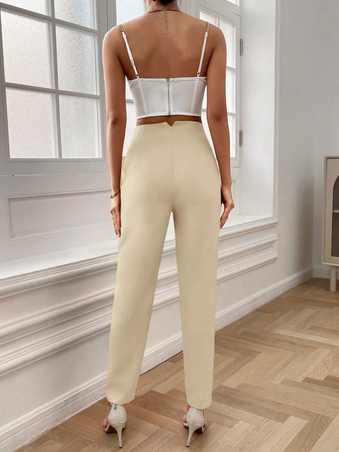 Essnce Plicated Detail Carrot Pants shein