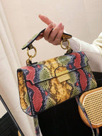 Fashionable Trend, High-End Texture, Light Luxury, Snake Print Niche Design, Versatile Handheld, Detachable Shoulder Cross shein
