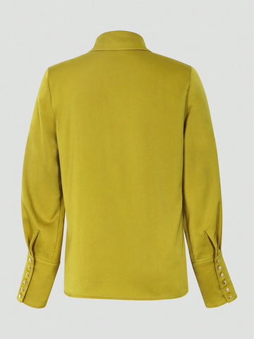 Women's Fashion Long Sleeve Solid Color Shirt