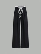 EZwear Summer Casual Contrast Trim Tank Top And Long Pants Two-Piece Set shein