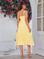 PARTHEA Backless Crisscross Lace Up Ruched Boning Corset Cami Dress Shein