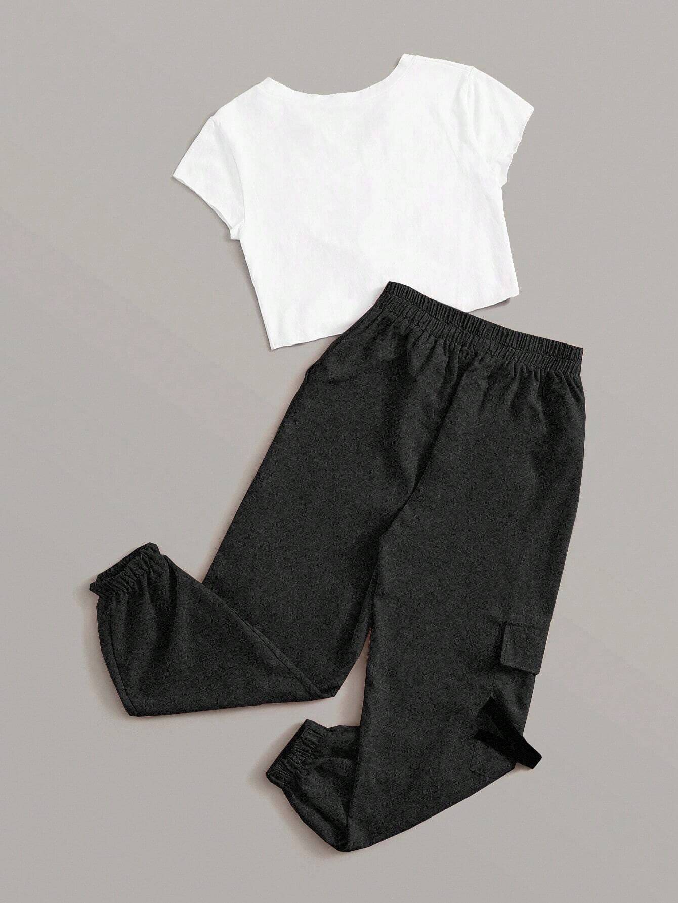 Mulvari Destiny Graphic Tee & Cargo Pants Set shein