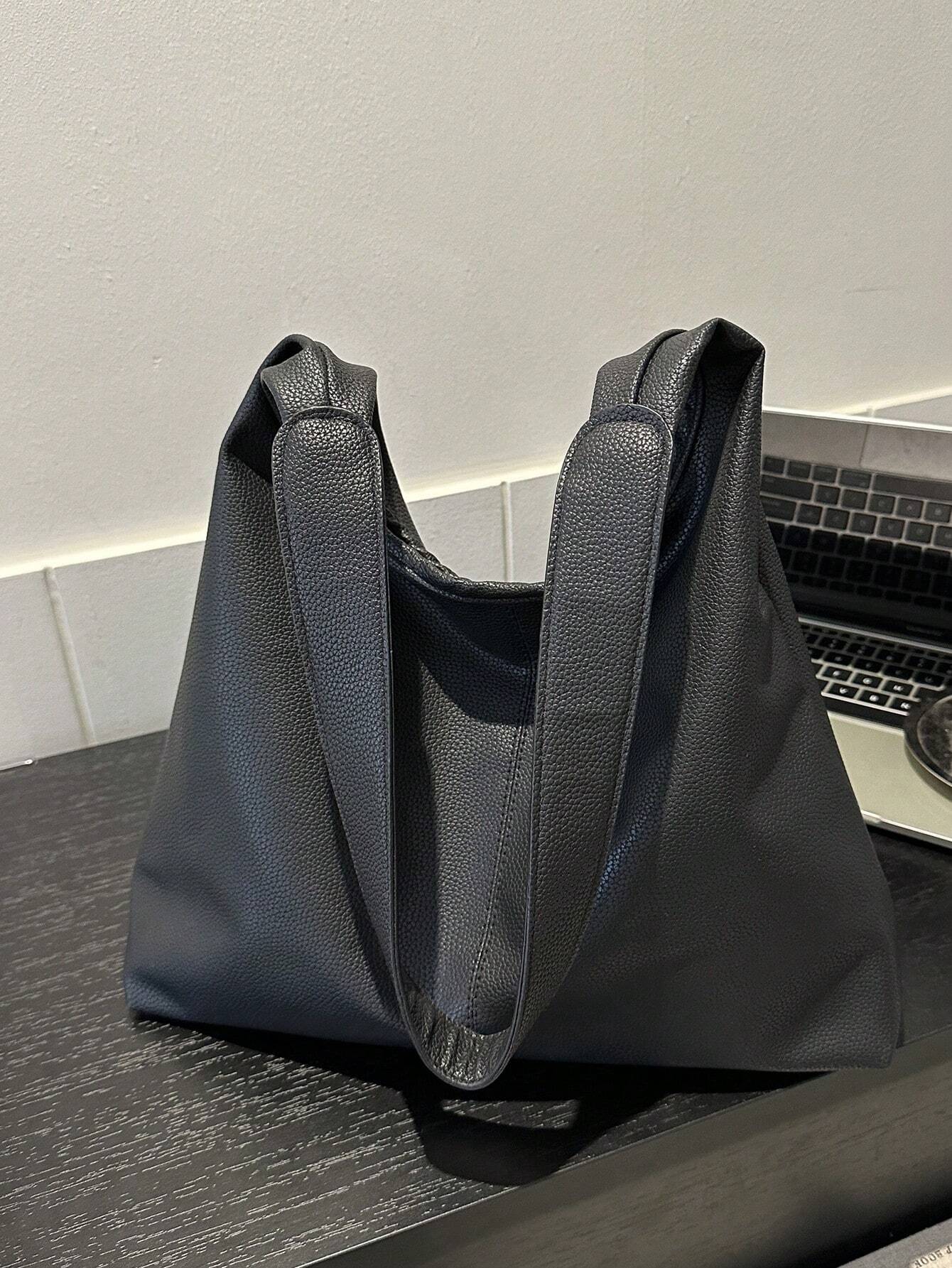 New Fashion All-Match Texture Solid Color PU Shoulder Bag shein