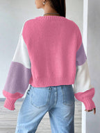 MOOSTA Loose-Fit Color-Block Slouchy Cardigan With Long Sleeves shein