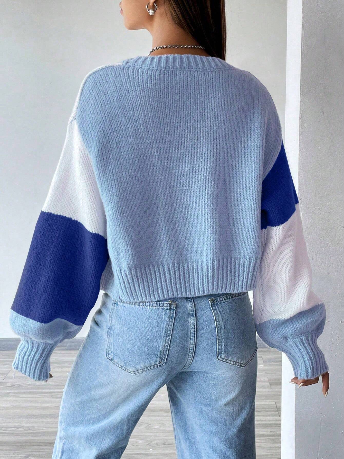 MOOSTA Loose-Fit Color-Block Slouchy Cardigan With Long Sleeves shein