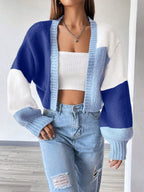 MOOSTA Loose-Fit Color-Block Slouchy Cardigan With Long Sleeves shein