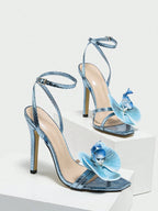 Eye-Catching Orchid Nude Strap Elegant Light Blue Sandals shein