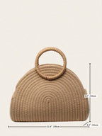 Straw Semi-Circular Tote Bag shein