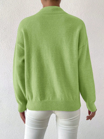 Essnce Mock Neck Drop Shoulder Sweater shein