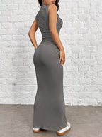 EZwear Women's Knit Stand Collar Slim Fit Mermaid Dress shein