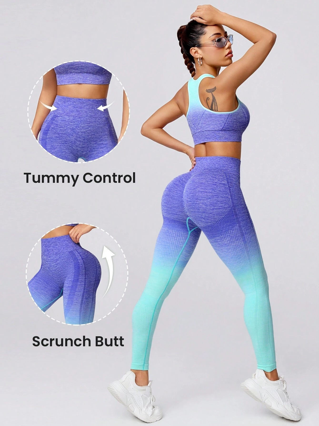 Sport Seamluxe Seamless High Stretch Racer Back Sports Set workout set shein