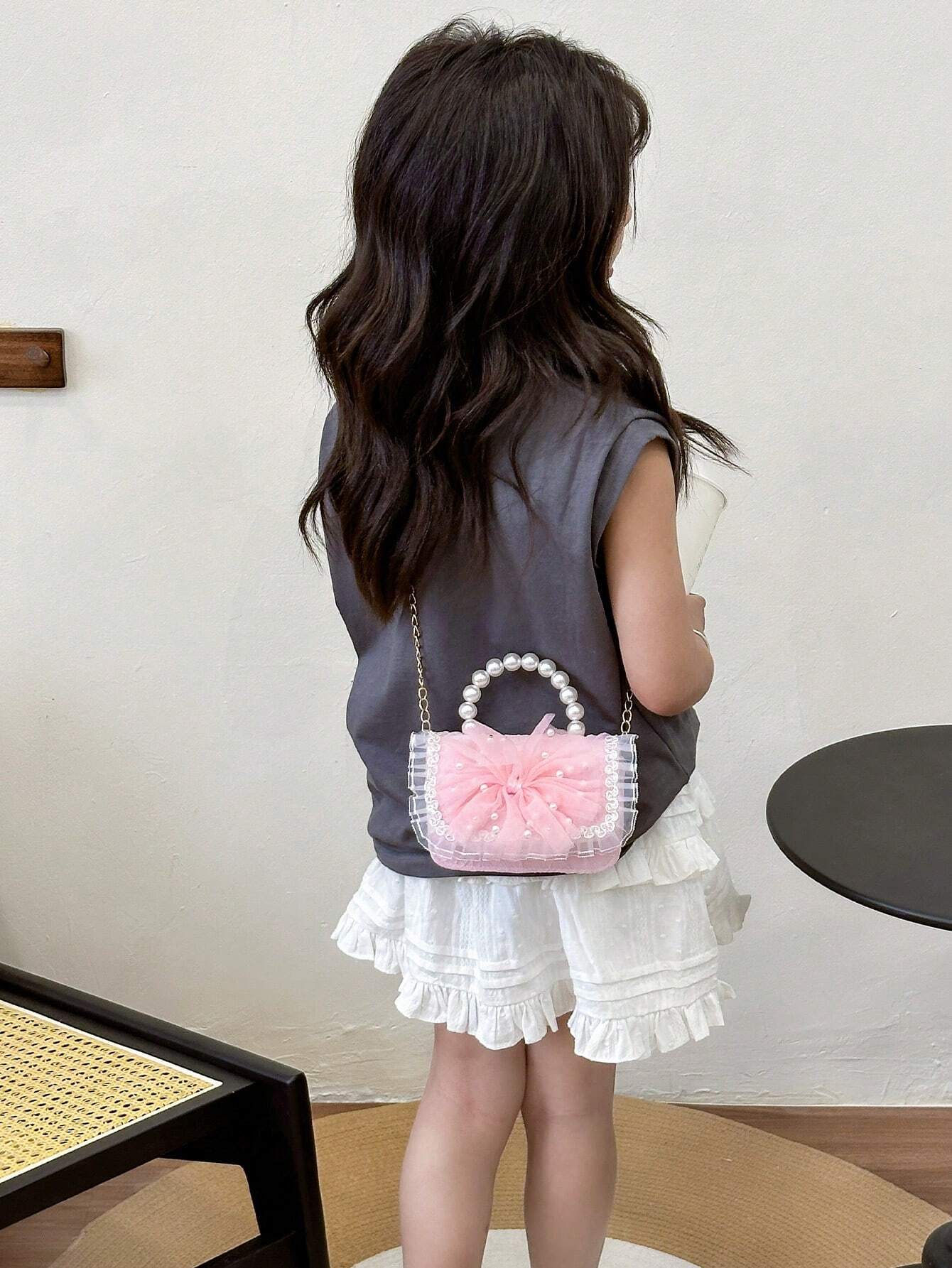 Mini Glitter Decorated Fashion Faux Pearl Satchel For Evening Party shein