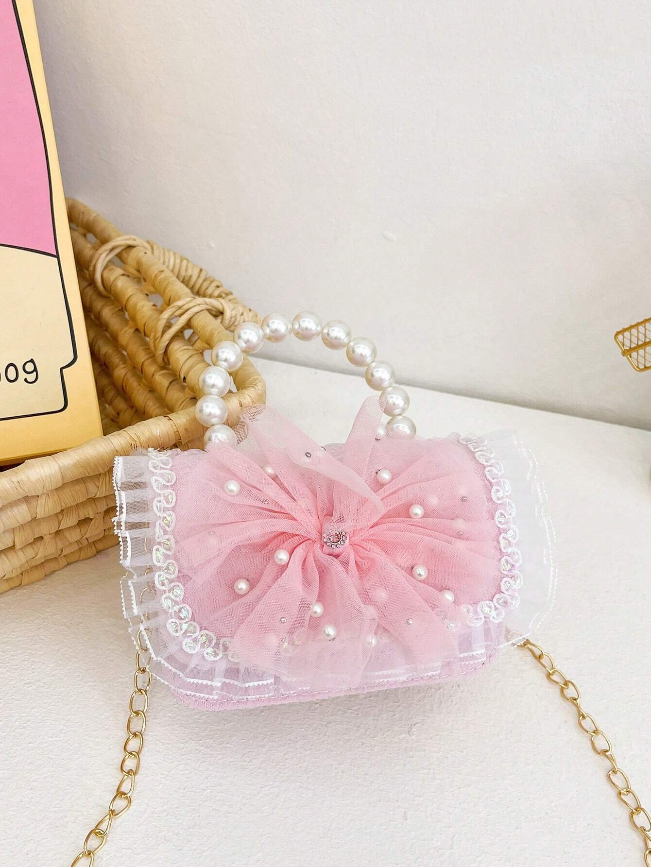 Mini Glitter Decorated Fashion Faux Pearl Satchel For Evening Party shein