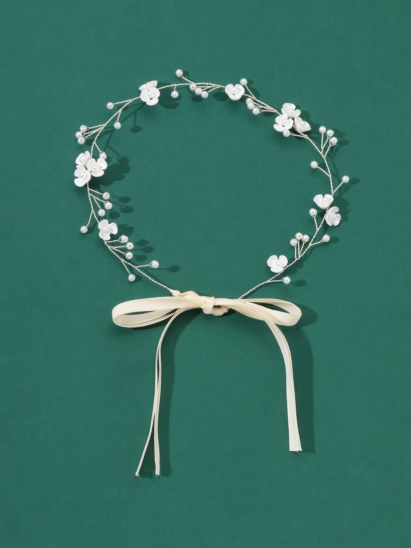 1pc Women's Handmade Green Leaf & Floral Fabric Headband