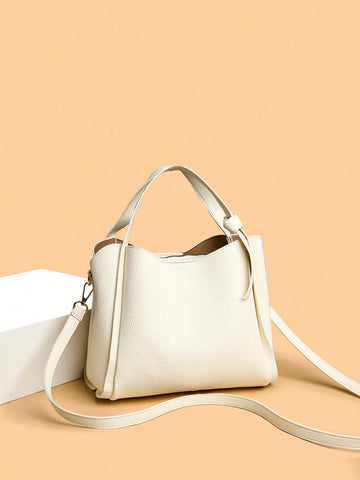 1pc Solid Color Handheld Bucket Bag shein