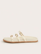 Metal Buckle Flat Sandals shein