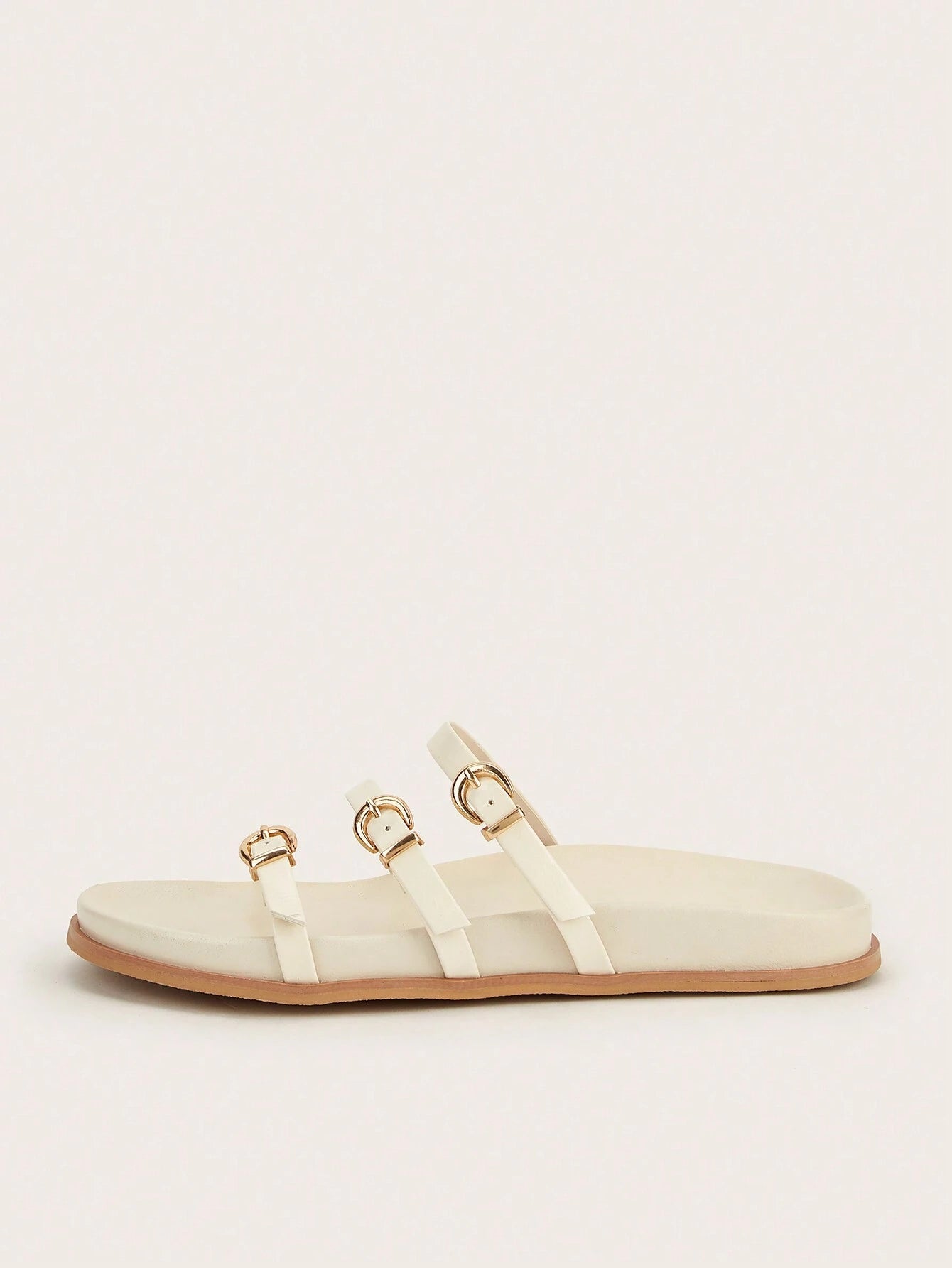 Metal Buckle Flat Sandals shein