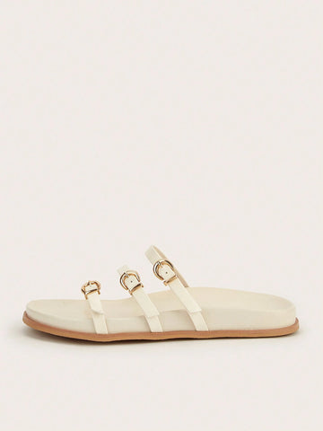Metal Buckle Flat Sandals