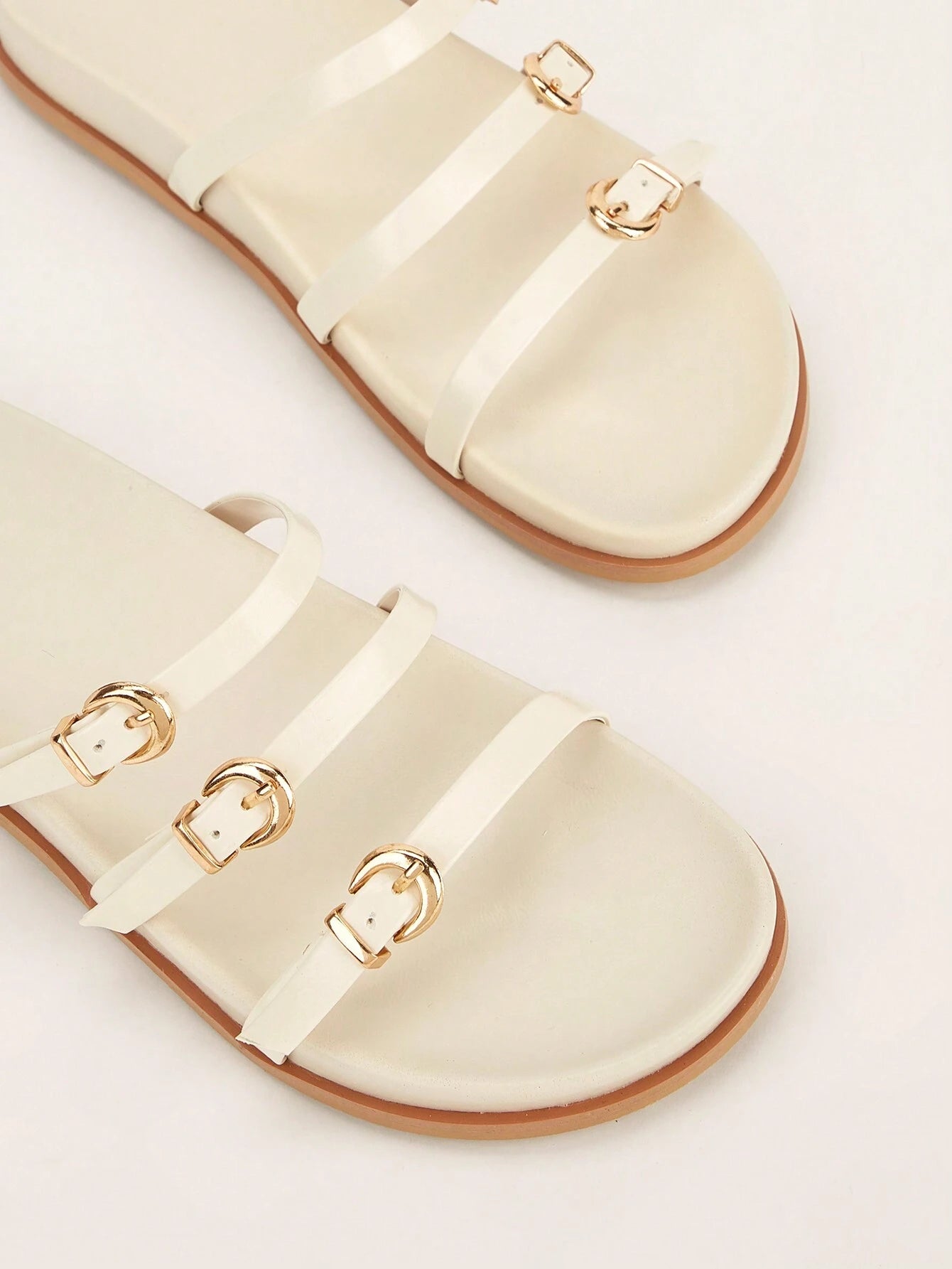 Metal Buckle Flat Sandals shein