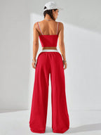 Coolane Women's Summer Casual Sport Knit Two Fake Pieces Tank Tops & Sweatpants shein