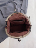Leisure Retro Dark Green PU Clip Bag With Dual Metal Chain shein
