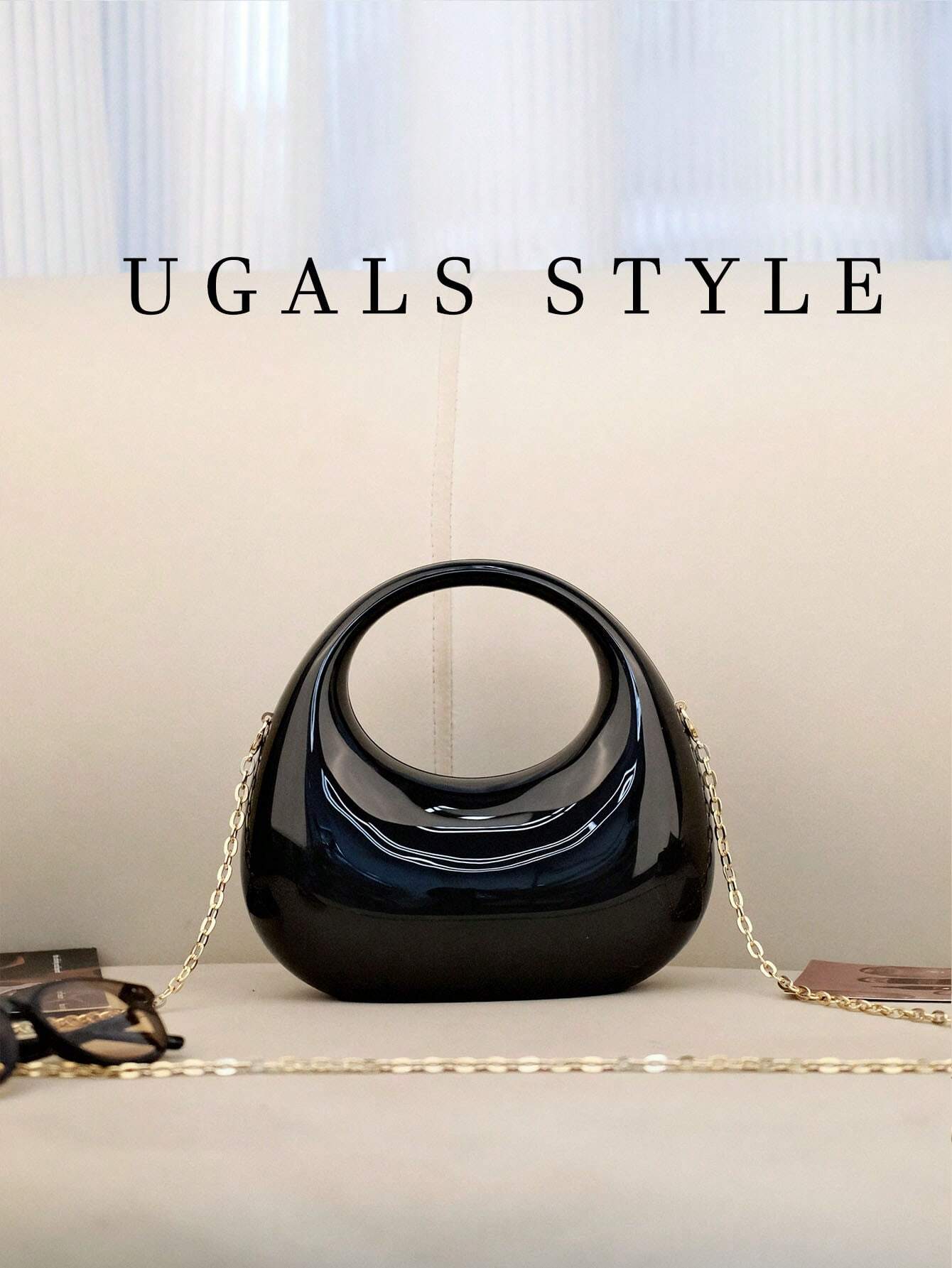 Luxury 2023 Women's Party Prom Crescent Clip Box Evening Clutch Acrylic Transparent Clutch Waterproof Crossbody Bag shein