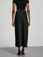 Women's Fashion Casual Stretch Silk Satin Texture Satin Skirt shein