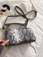 Fashionable Trend, High-End Texture, Light Luxury, Snake Print Niche Design, Versatile Handheld, Detachable Shoulder Cross shein