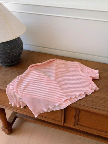 Y2K Style Short Cropped Pleated Shirt