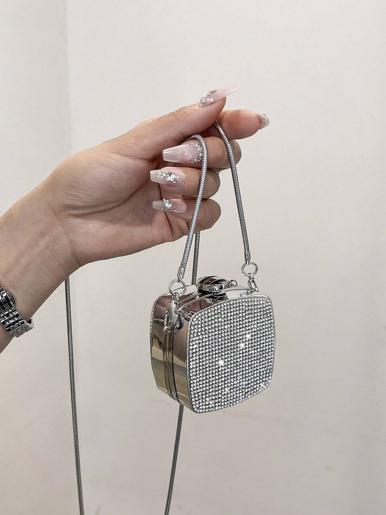 Mini Metallic Chain Box Bag, Funky, Punk & Bag For Street Wear shein